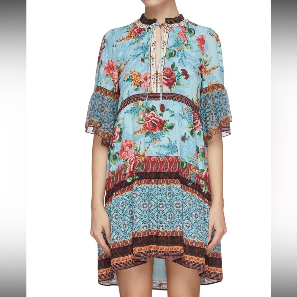 Alice + Olivia Floral Blue Mini Dress